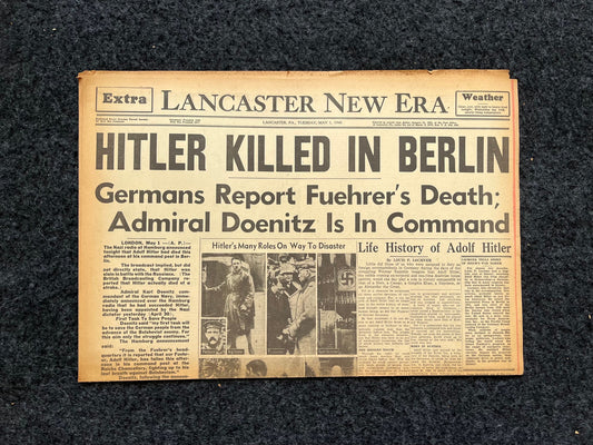 1945 WW2 Chancellors Death Soviets Capture Berlin Empire Falls – Day Of – Original Vintage WW2 Memorabilia Newspaper – Military History Gift