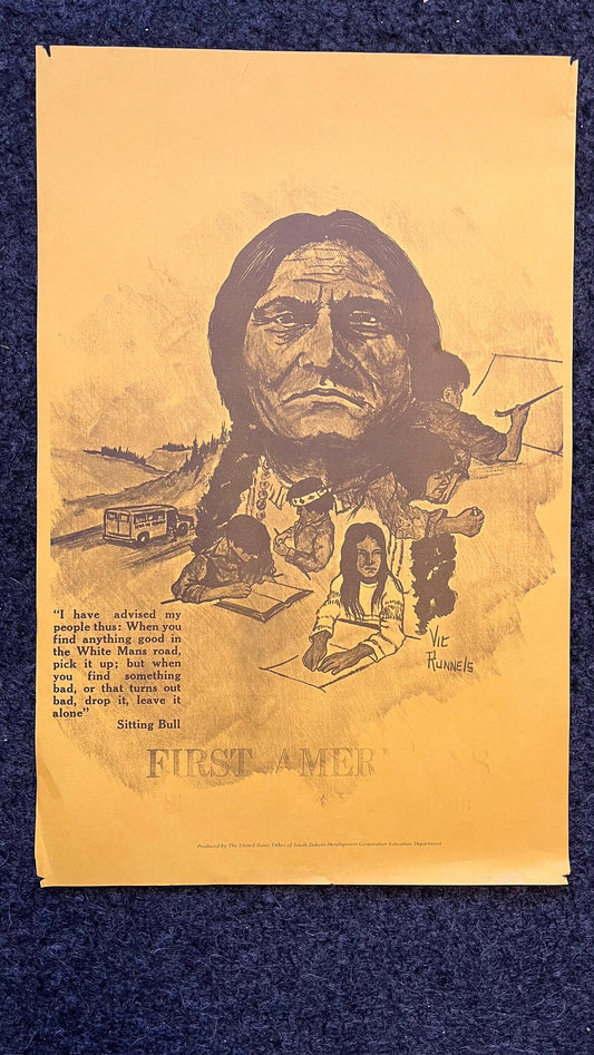 1970s Vic Runnels Native American Education Posters, Sioux Indian Tribe South Dakota Artwork, Indian Artwork and Wall Decor, Education Gifts