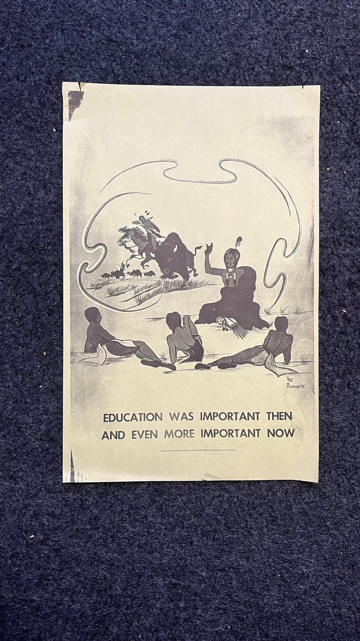 1970s Vic Runnels Native American Education Posters, Sioux Indian Tribe South Dakota Artwork, Indian Artwork and Wall Decor, Education Gifts