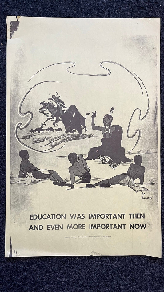 1970s Vic Runnels Native American Education Posters, Sioux Indian Tribe South Dakota Artwork, Indian Artwork and Wall Decor, Education Gifts