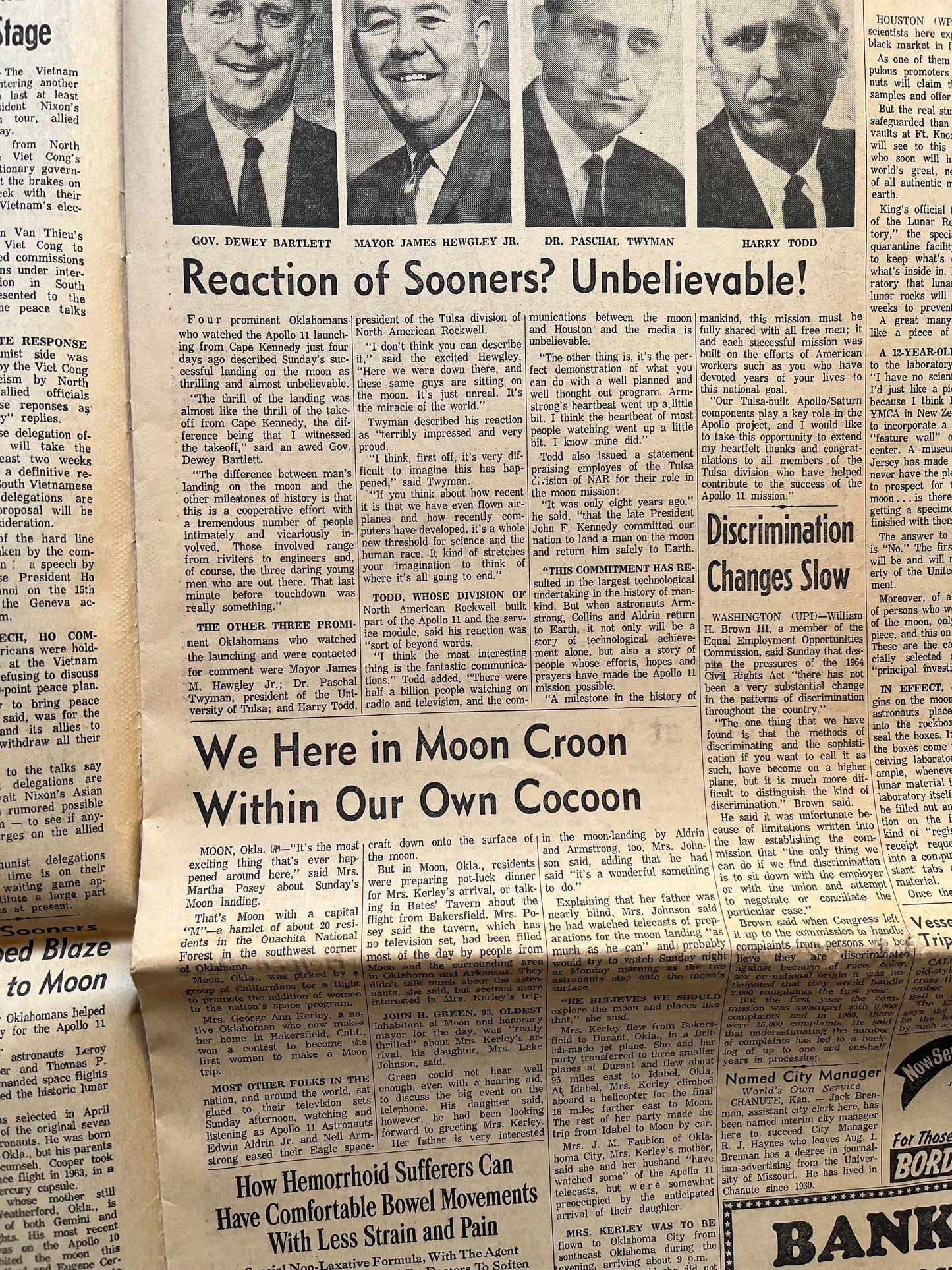 NASA Moon Landing - Day Of - Apollo 11 Moon Landing Newspaper - Space Race July 21st 1969 Vintage Newspaper