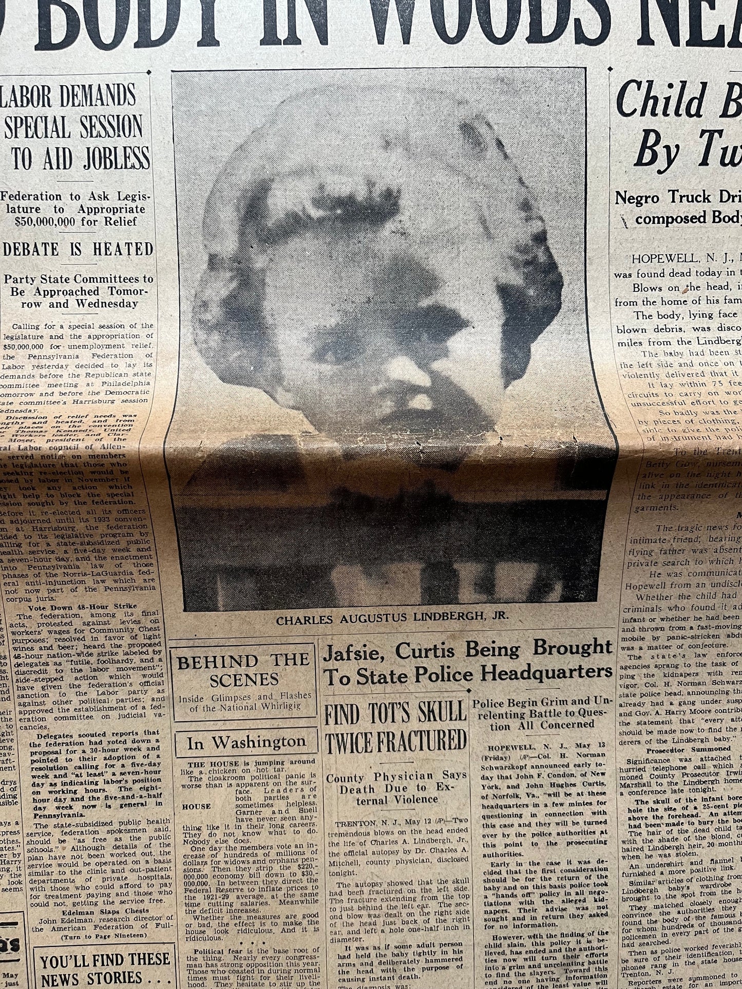 1932 Charles Lindbergh Baby Death – Original Day Of Newspaper – Lindbergh Conspiracy Hauptmann – Original Vintage Newspaper – Conspiracy