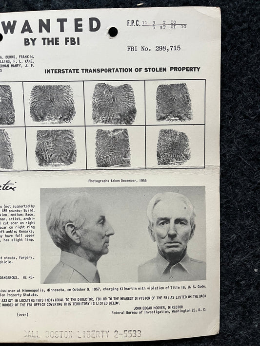 1950s FBI Wanted Poster, Vintage Serial Killer Memorabilia, Police Law Enforcement Memorabilia, True Crime Gifts Podcasts, History Gifts