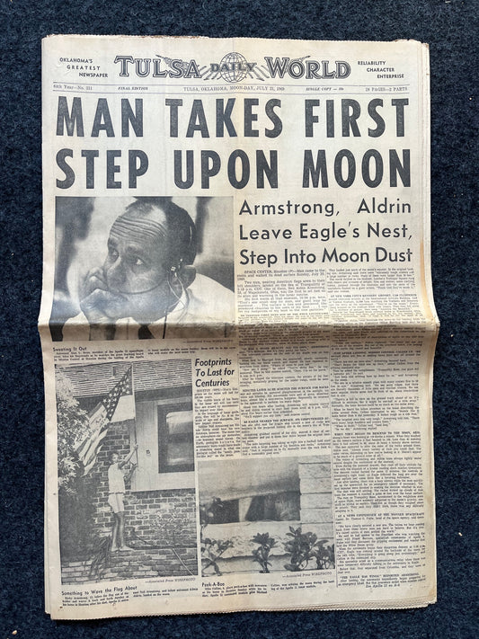 NASA Moon Landing - Day Of - Apollo 11 Moon Landing Newspaper - Space Race July 21st 1969 Vintage Newspaper