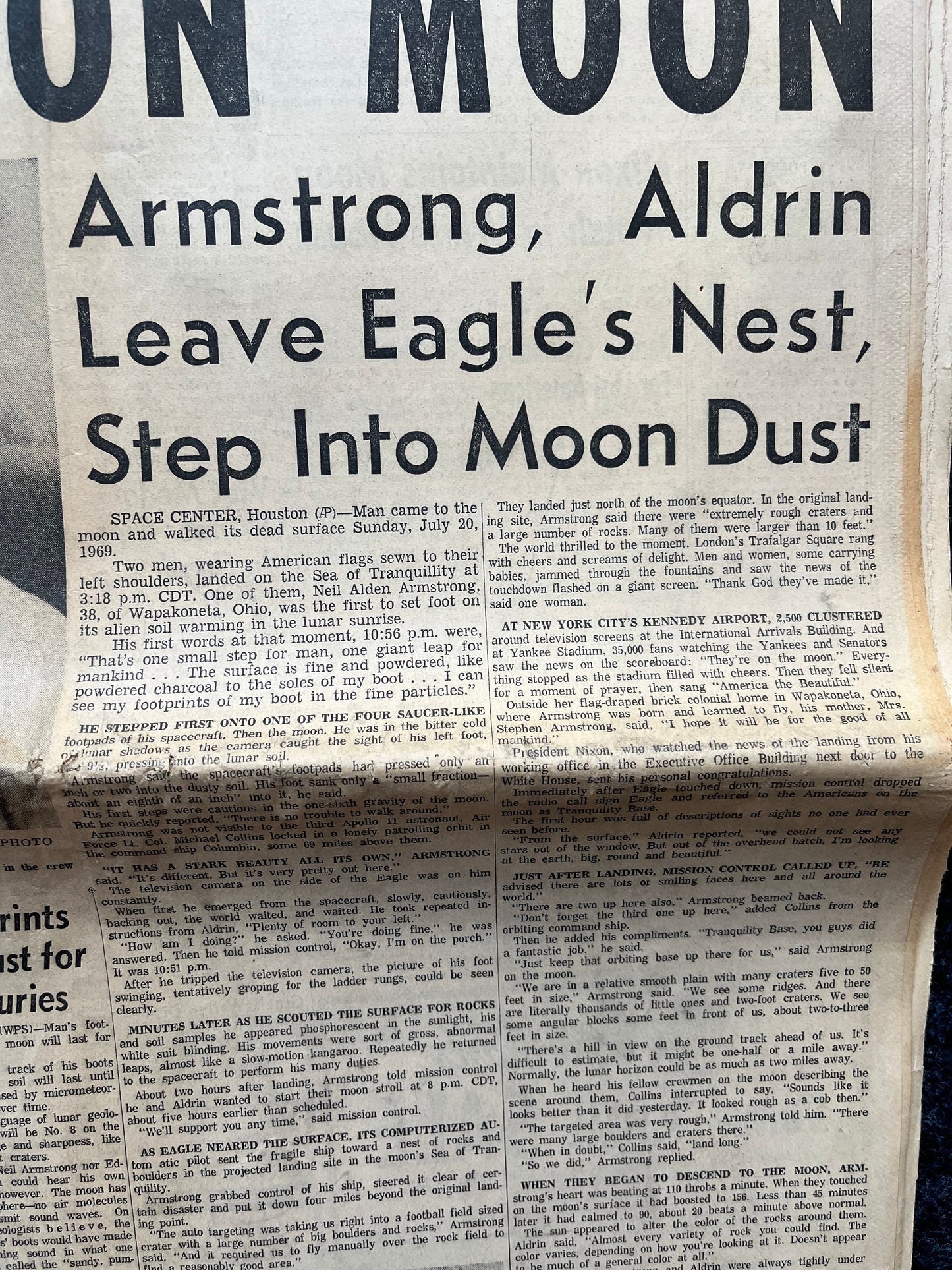 NASA Moon Landing - Day Of - Apollo 11 Moon Landing Newspaper - Space Race July 21st 1969 Vintage Newspaper