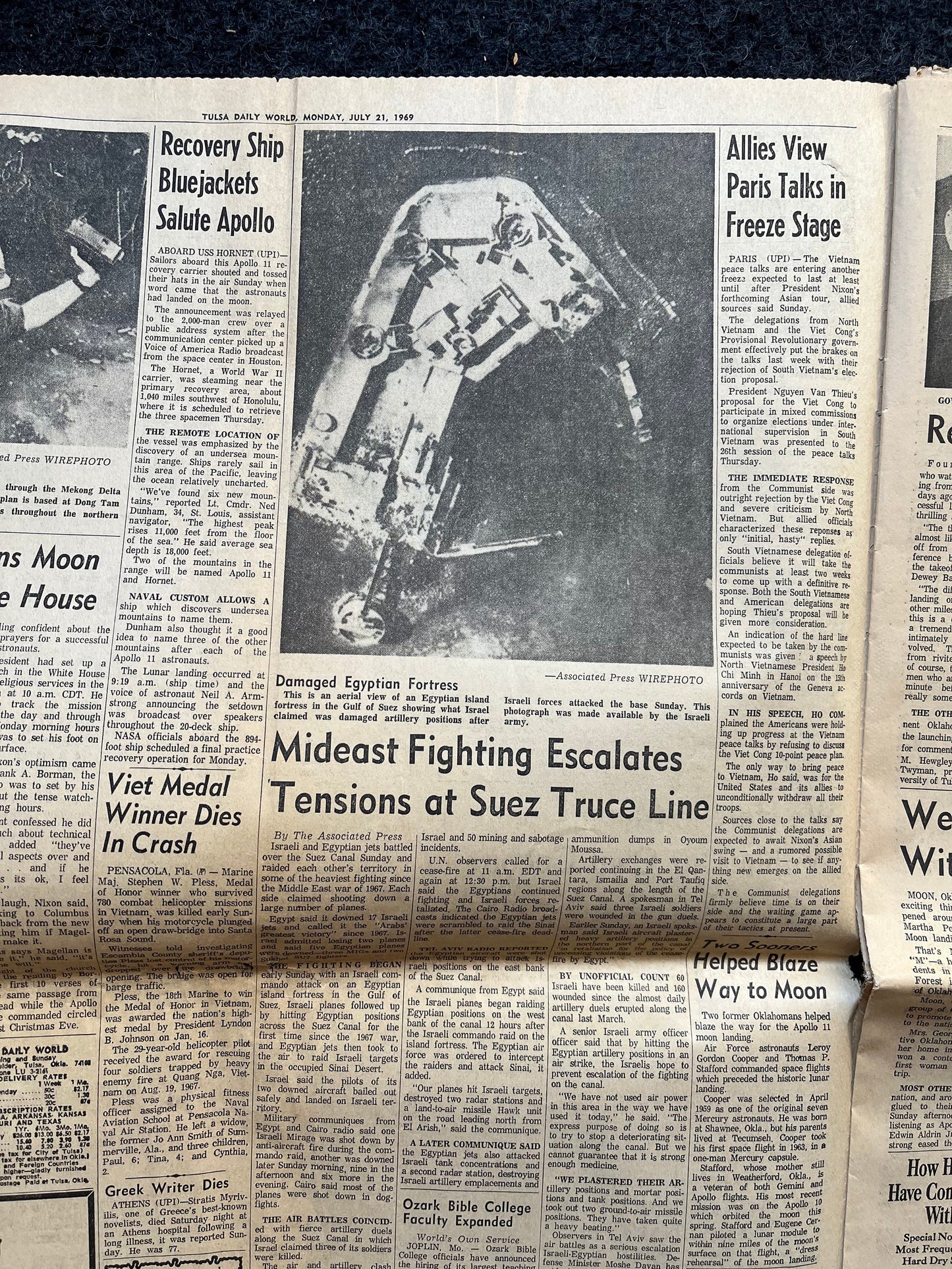 NASA Moon Landing - Day Of - Apollo 11 Moon Landing Newspaper - Space Race July 21st 1969 Vintage Newspaper