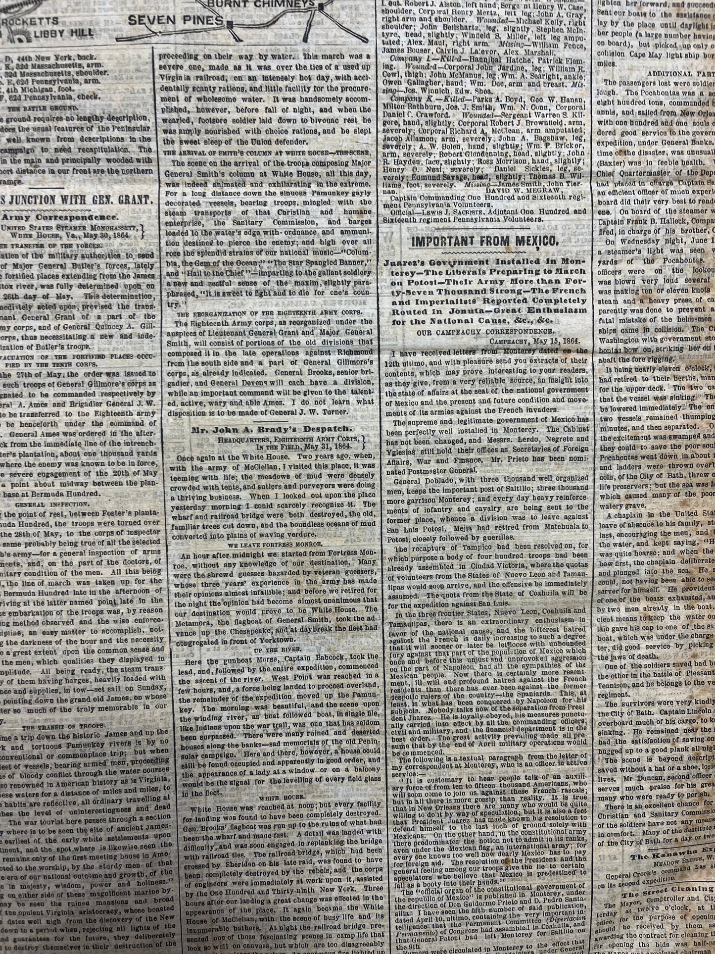1864 Battle of Coal Harbor Civil War Newspaper, Civil War Map Original Newspaper, Virginia History Memorabilia, Gifts for Dads Civil War Dec