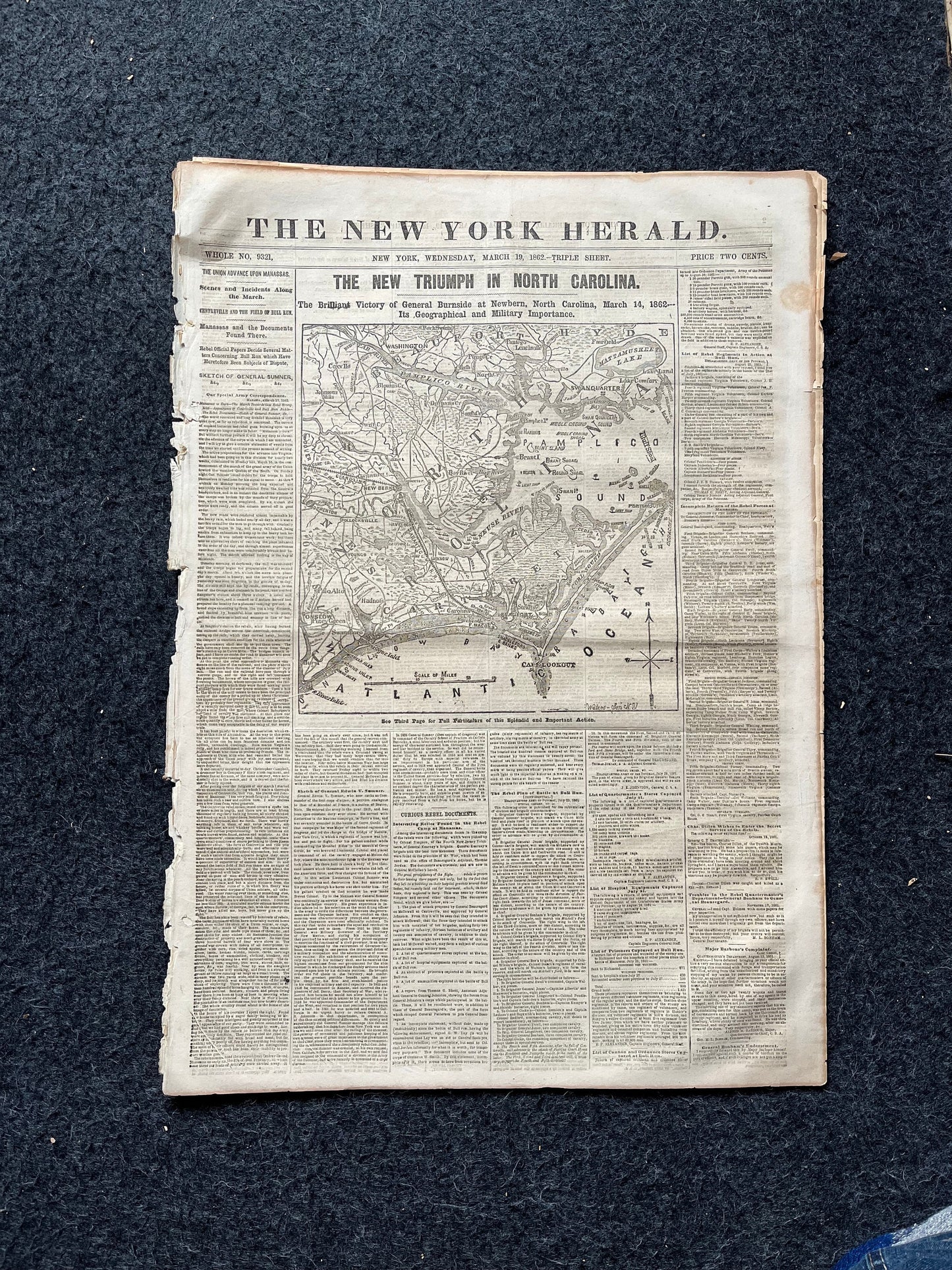 1862 Burnside Expedition North Carolina Invasion, Famous Civil War Battle, Civil War Map Original Newspaper, Virginia History Memorabilia,
