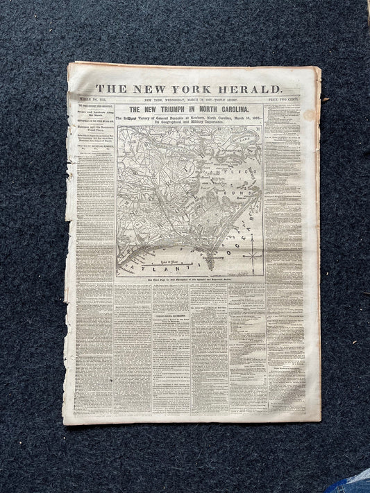 1862 Burnside Expedition North Carolina Invasion, Famous Civil War Battle, Civil War Map Original Newspaper, Virginia History Memorabilia,