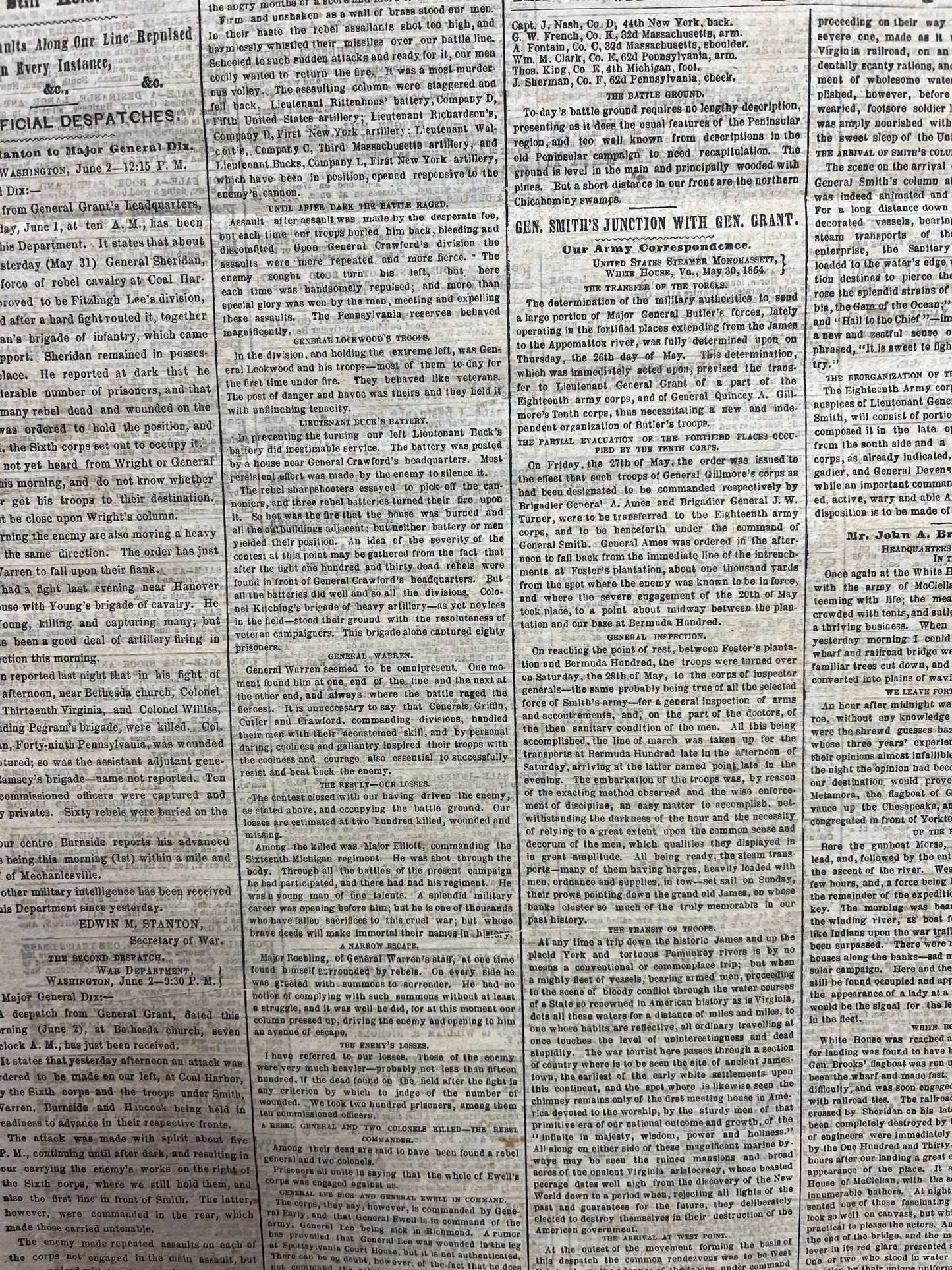 1864 Battle of Coal Harbor Civil War Newspaper, Civil War Map Original Newspaper, Virginia History Memorabilia, Gifts for Dads Civil War Dec