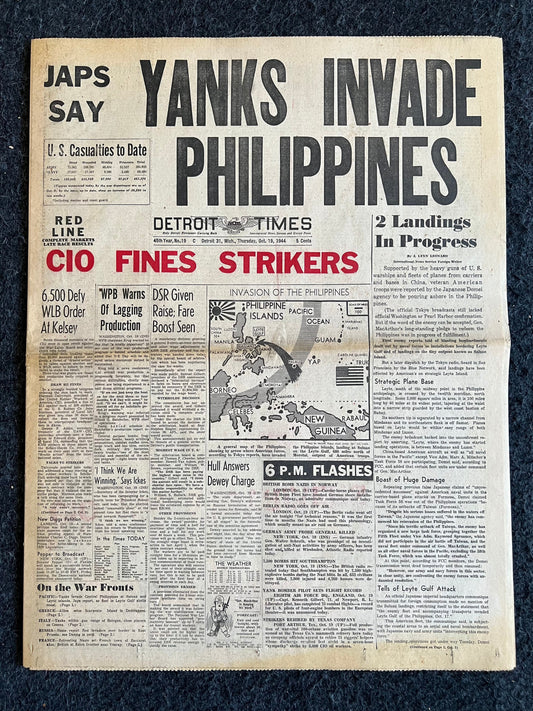 1945 WW2 Liberation of Philippines - Manila Freed from Japanese Forces - General MacArthur Promise - Pacific Theater World War 2 Newspaper