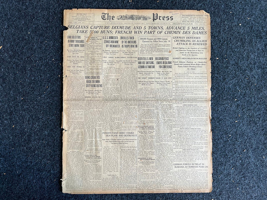 1918 WWI Battle of Yser, Belgian History, Gifts History Antiques, Vintage World War One Memorabilia, American US Army Gifts for Husband Him,