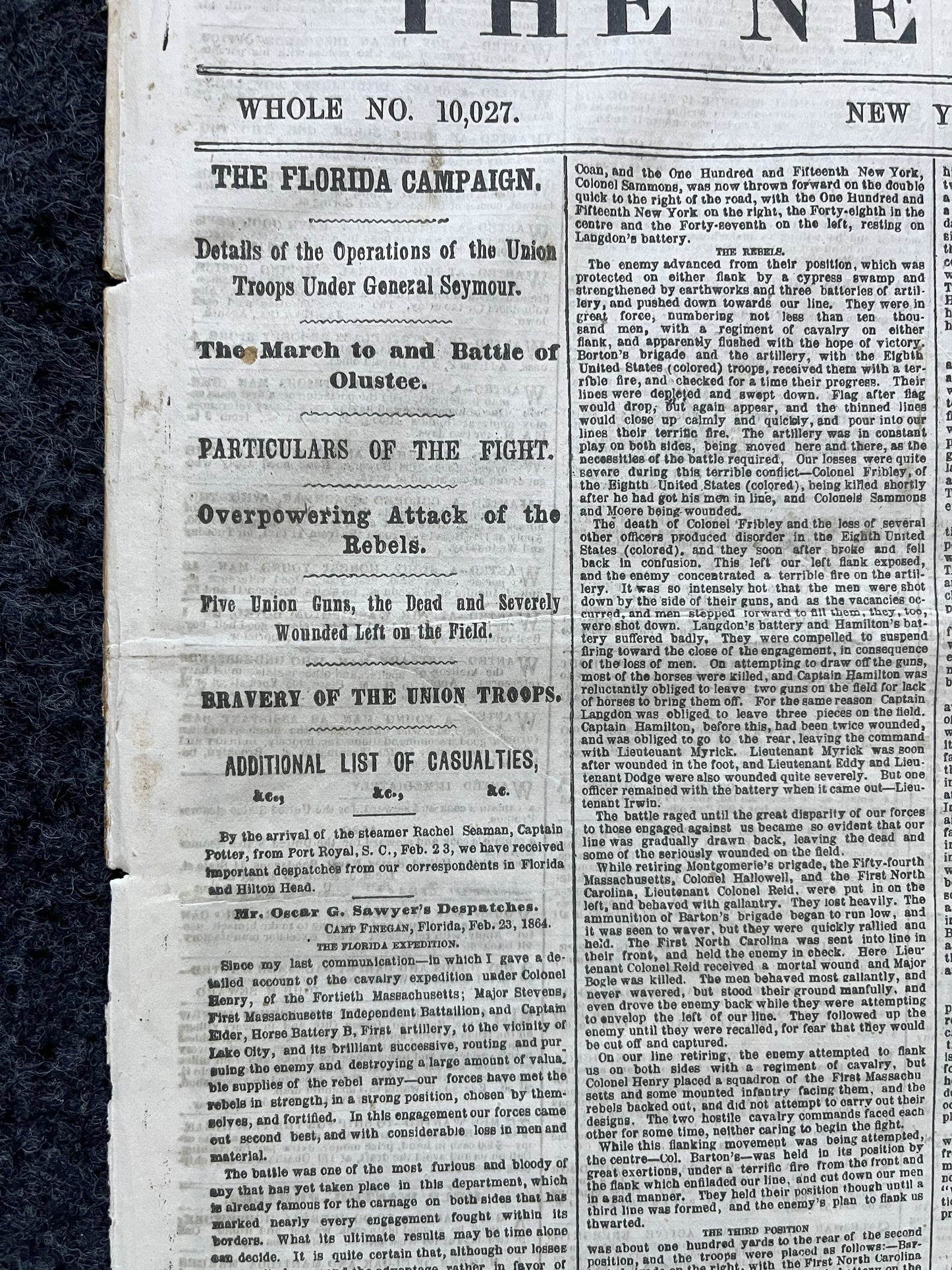 1864 Battle of Olustee American History, Civil War Newspaper Original Newspaper, History Memorabilia Gifts, Unique Gifts Nerdy, Oklahoma Art