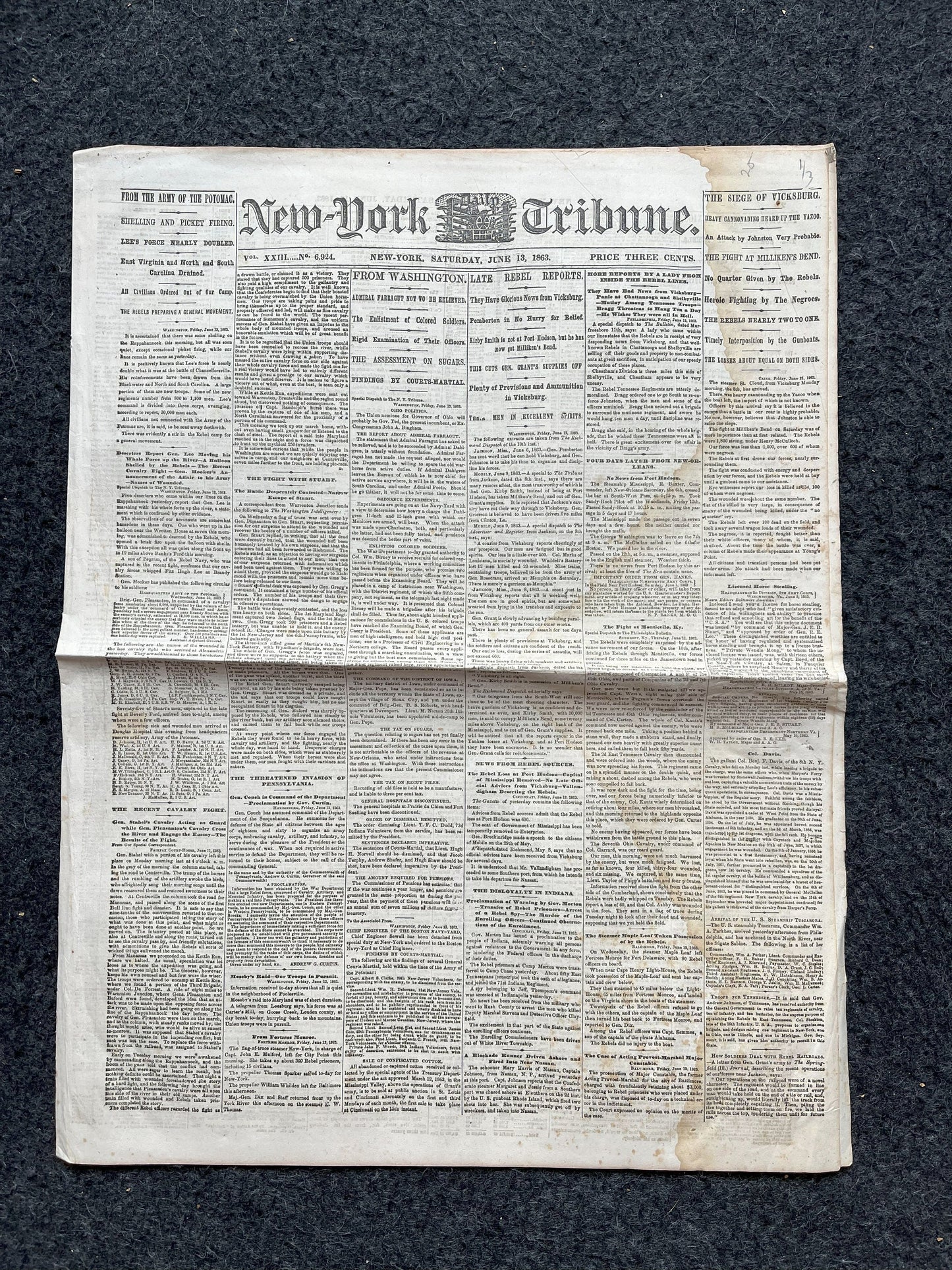 1863 Battle at Vicksburg, Ulysses S Grant Vs Lee, Civil War Map Original Newspaper, Virginia History Memorabilia, Gifts for Dads Civil War