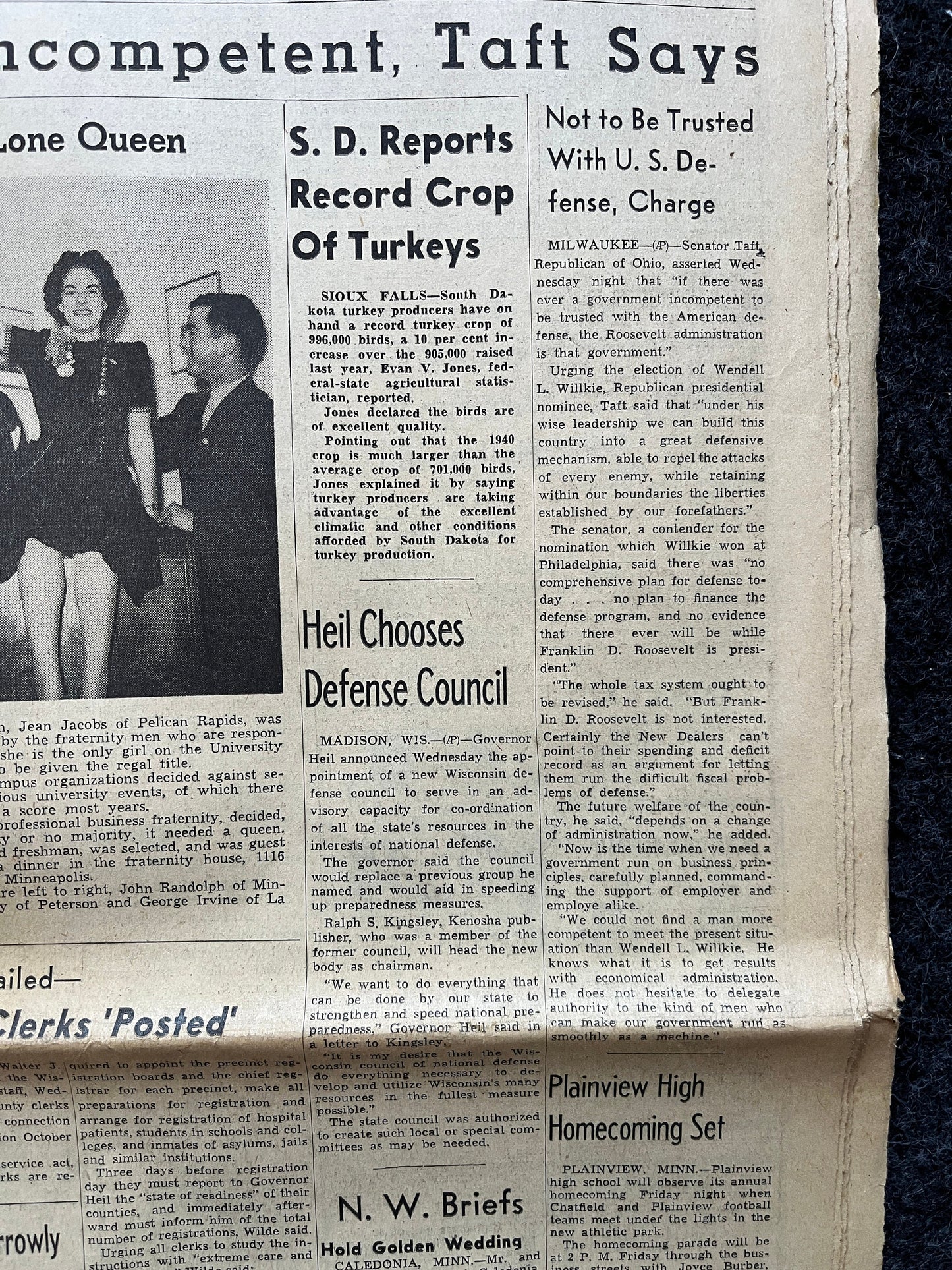 1940 Taft Attacks New Deal - Great Depression Dustbowl – New Deal Era Relief and Climate Activism, President Gifts, Political Gifts
