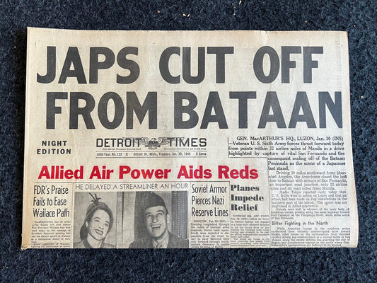 1945 Liberation of Bataan - Japanese Empire Defeated Allied Forces Philippines Liberated - Original Vintage Newpaper, Gifts for Him