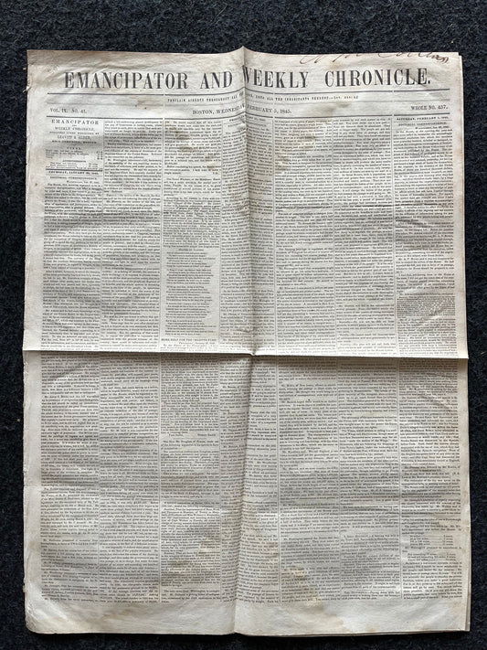 1845 Abolitionist Civil War Emancipator Weekly, Black History and Excellence Gifts, Original Vintage Civil War Newspaper, Virginia History