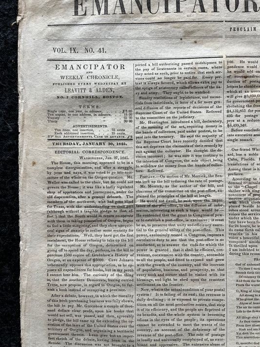 1845 Abolitionist Civil War Emancipator Weekly, Black History and Excellence Gifts, Original Vintage Civil War Newspaper, Virginia History