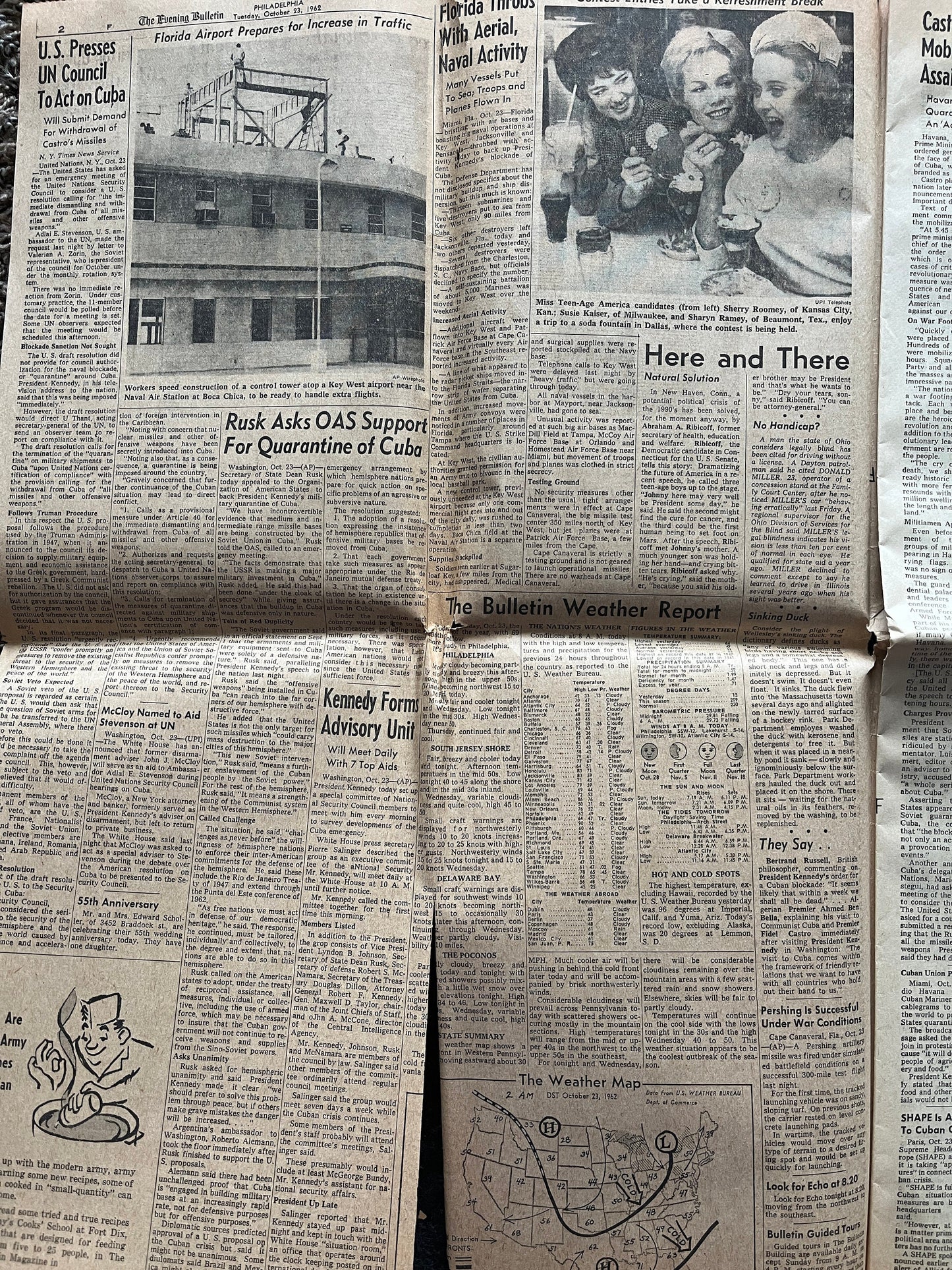 1962 Cold War Cuban Missile Crisis - Russian Warships Travel To Cuba - US Blockade - Vintage Original Newspaper - Red Scare USSR Soviet Unio