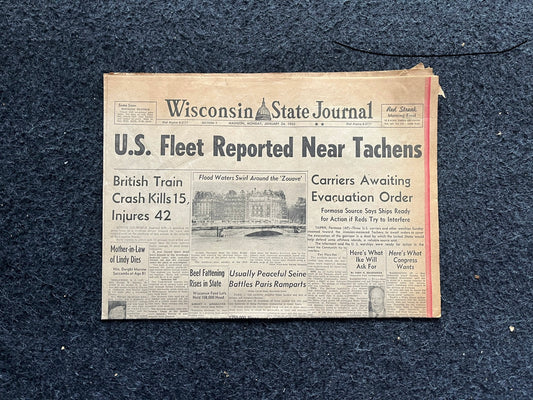 1955 1st Taiwan Strait Crisis, US Support for Taiwan, Chiang and Chinese Taipei, Cold War Chinese CCCP, Vintage Newspaper History Gift