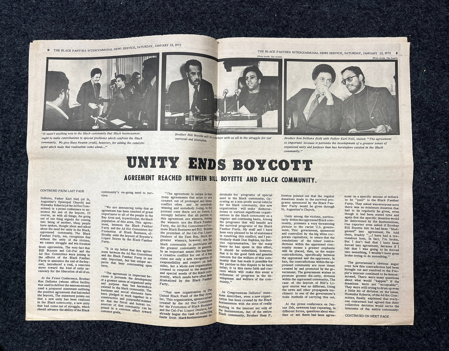 1971 Black Panther Bill Boyette Unity, Black Panther Vintage Newspaper, Black Excellence, Los Angeles Souvenir, Emory Douglas, Black History