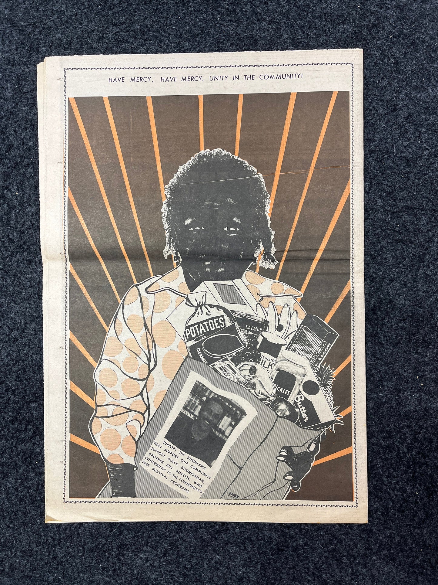 1971 Black Panther Bill Boyette Unity, Black Panther Vintage Newspaper, Black Excellence, Los Angeles Souvenir, Emory Douglas, Black History