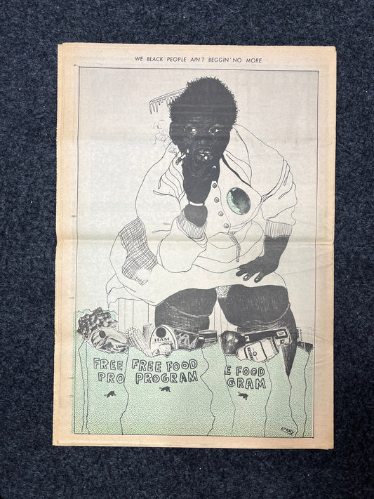 1971 Anti-Landlord Black Panther Vintage Newspaper, Black Excellence, California Souvenir, Emory Douglas, ACAB Black History Communal Living