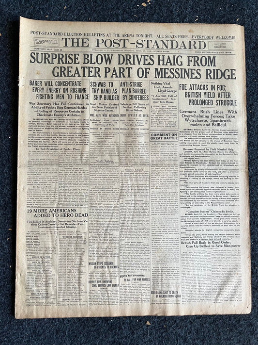 1917 WWI Battle of Messines, Belgian Battle for Survival, History Antiques, Vintage World War One Memorabilia, American US Army Gifts
