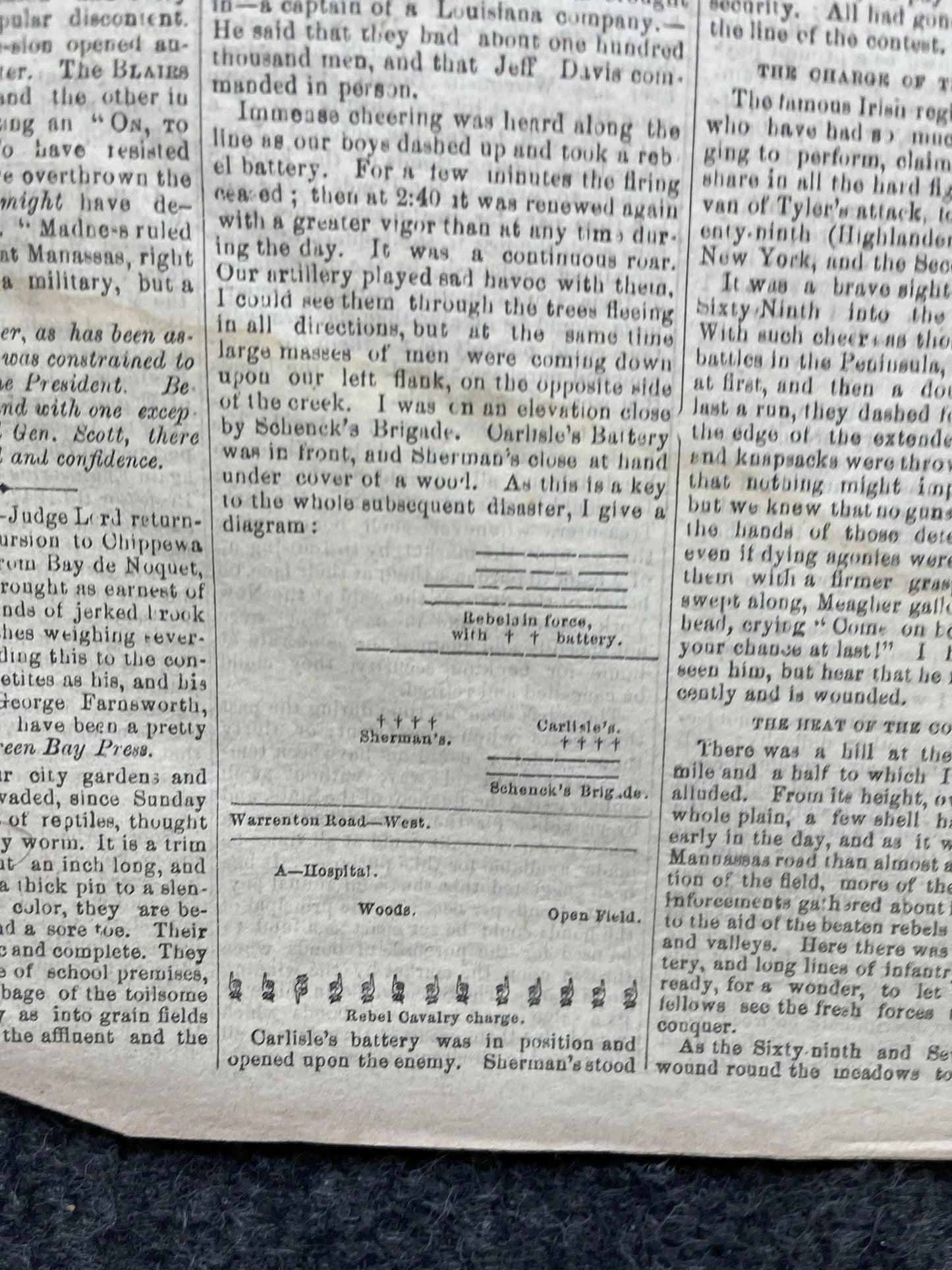 1861 First Civil War Battle, Battle of Bull Run Manassas, Civil War Newspaper, Original Newspaper, History Memorabilia Gifts, Unique Gifts