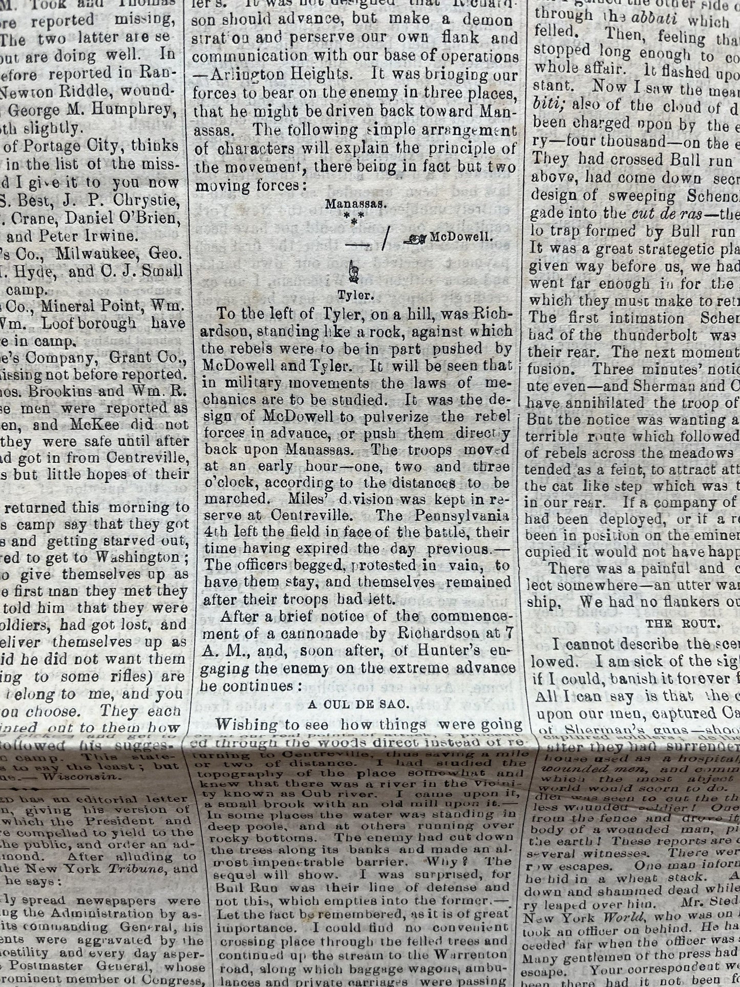 1861 First Civil War Battle, Battle of Bull Run Manassas, Civil War Newspaper, Original Newspaper, History Memorabilia Gifts, Unique Gifts