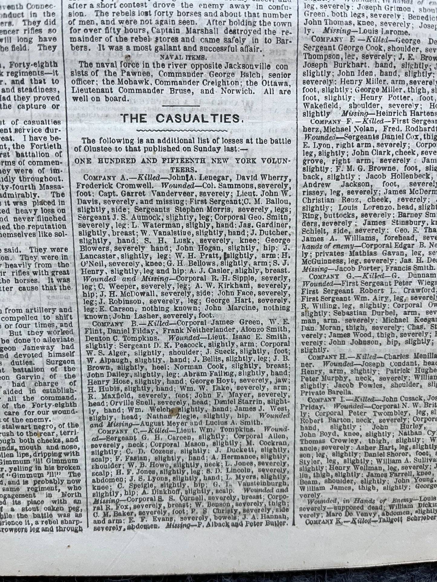1864 Battle of Olustee American History, Civil War Newspaper Original Newspaper, History Memorabilia Gifts, Unique Gifts Nerdy, Oklahoma Art