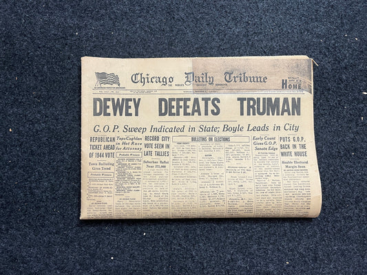 MOST FAMOUS NEWSPAPER in the World, 1948 Dewey Defeats Truman Political History, Historic Collectibles Wall Decor, Democratic Gifts