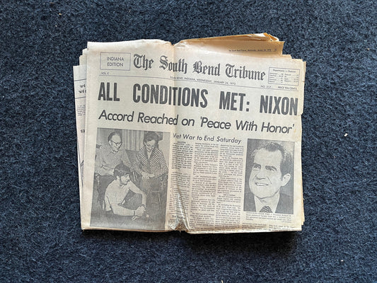 End Of Vietnam War Day Of - Nixon Ends War in Vietnam January 24th 1973 - Original Vintage Newspaper