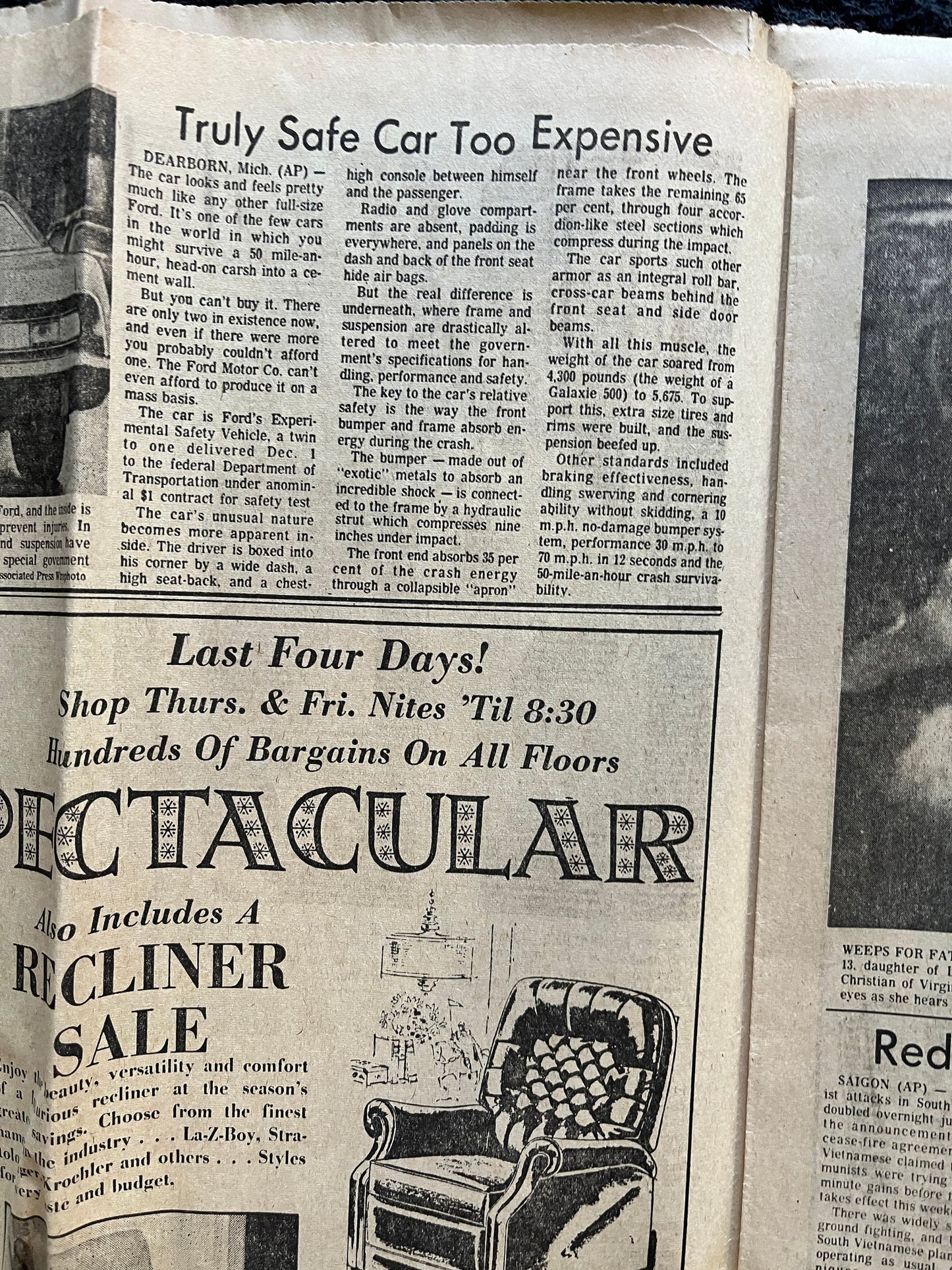 End Of Vietnam War Day Of - Nixon Ends War in Vietnam January 24th 1973 - Original Vintage Newspaper