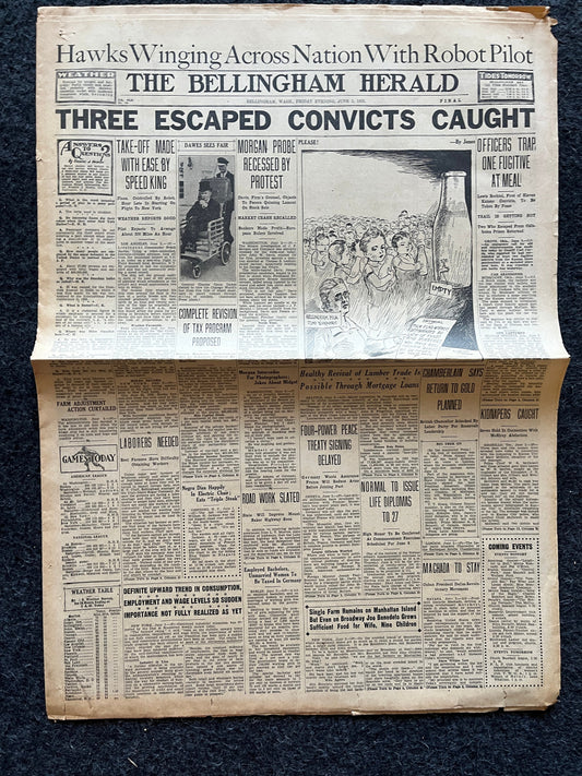1933 Oklahoma Escaped Convicts, Original Vintage Newspaper, Great Depression Gangster Collectible, Man Cave Bar Art Gifts, Gifts for Him
