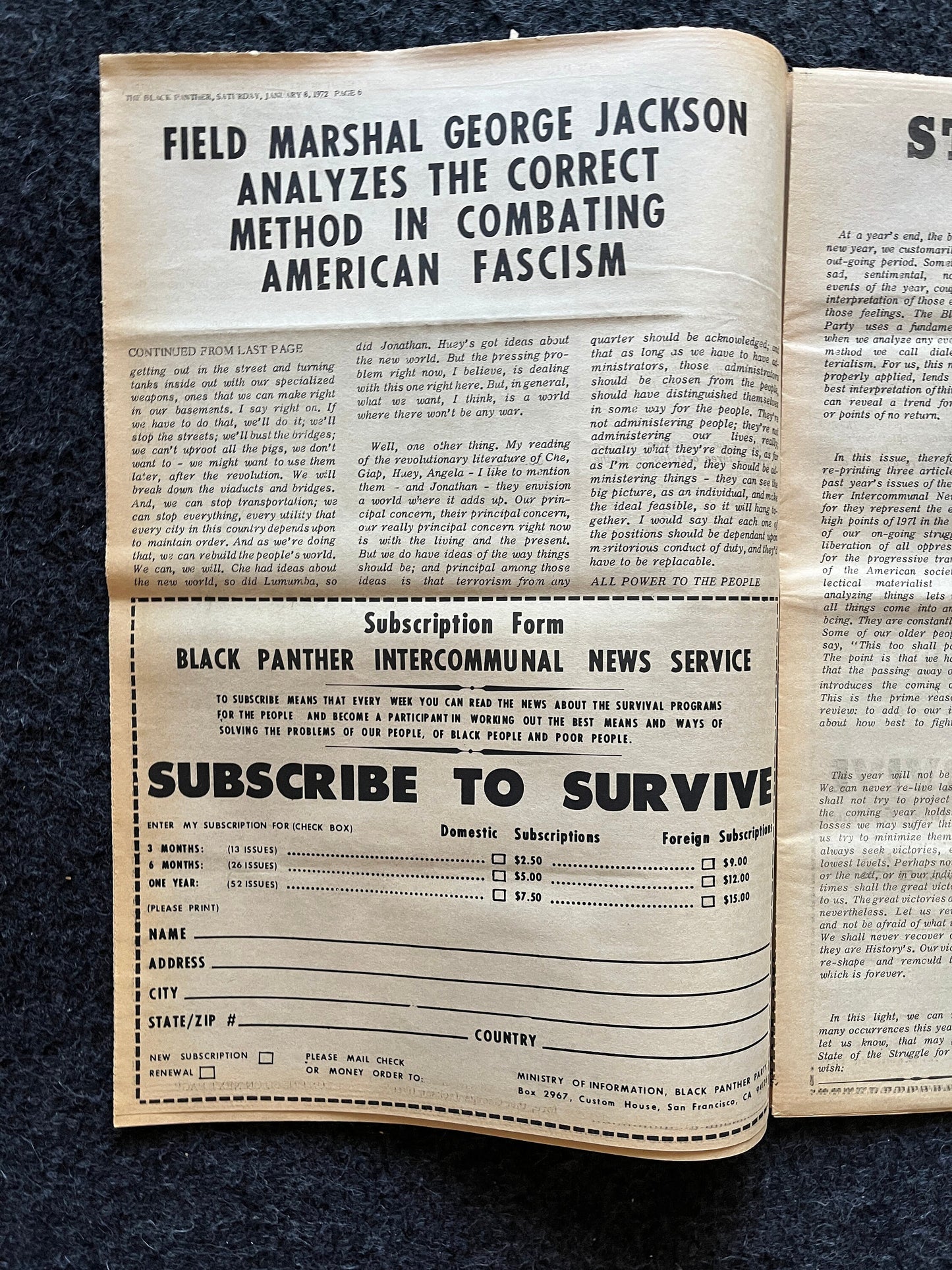 1971 State of Our Struggle, Black Panther Political Party, Education Art, Civil Rights Memorabilia, African Wall Decor, Antifa Liberal Gifts