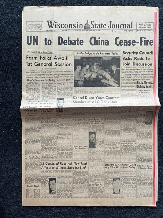 1955 1st Taiwan Strait Crisis, US Support for Taiwan, Chiang and Chinese Taipei, Cold War Chinese CCCP, Vintage Newspaper History Gift