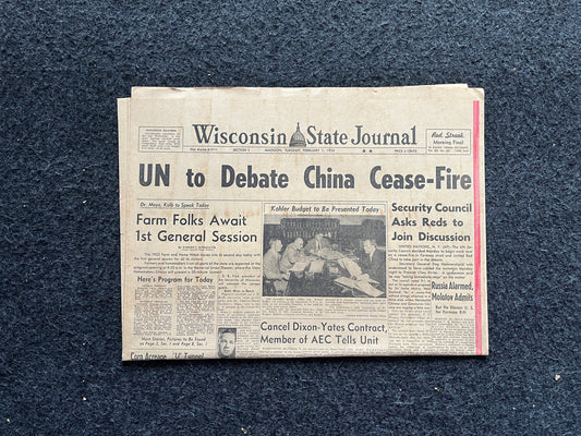 1955 1st Taiwan Strait Crisis, US Support for Taiwan, Chiang and Chinese Taipei, Cold War Chinese CCCP, Vintage Newspaper History Gift