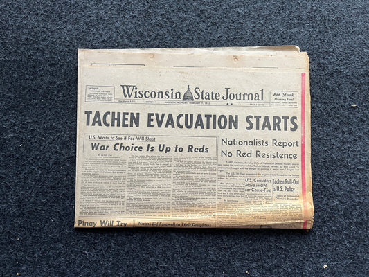 1955 1st Taiwan Strait Crisis, US Support for Taiwan, Chiang and Chinese Taipei, Cold War Chinese CCCP, Vintage Newspaper History Gift
