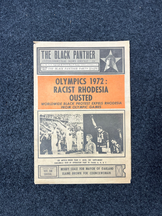 1972 Olympics Rhodesia Blacklist, Black Panther Vintage Newspaper, Black Excellence Original Emory Douglas Artwork, Black History Communism