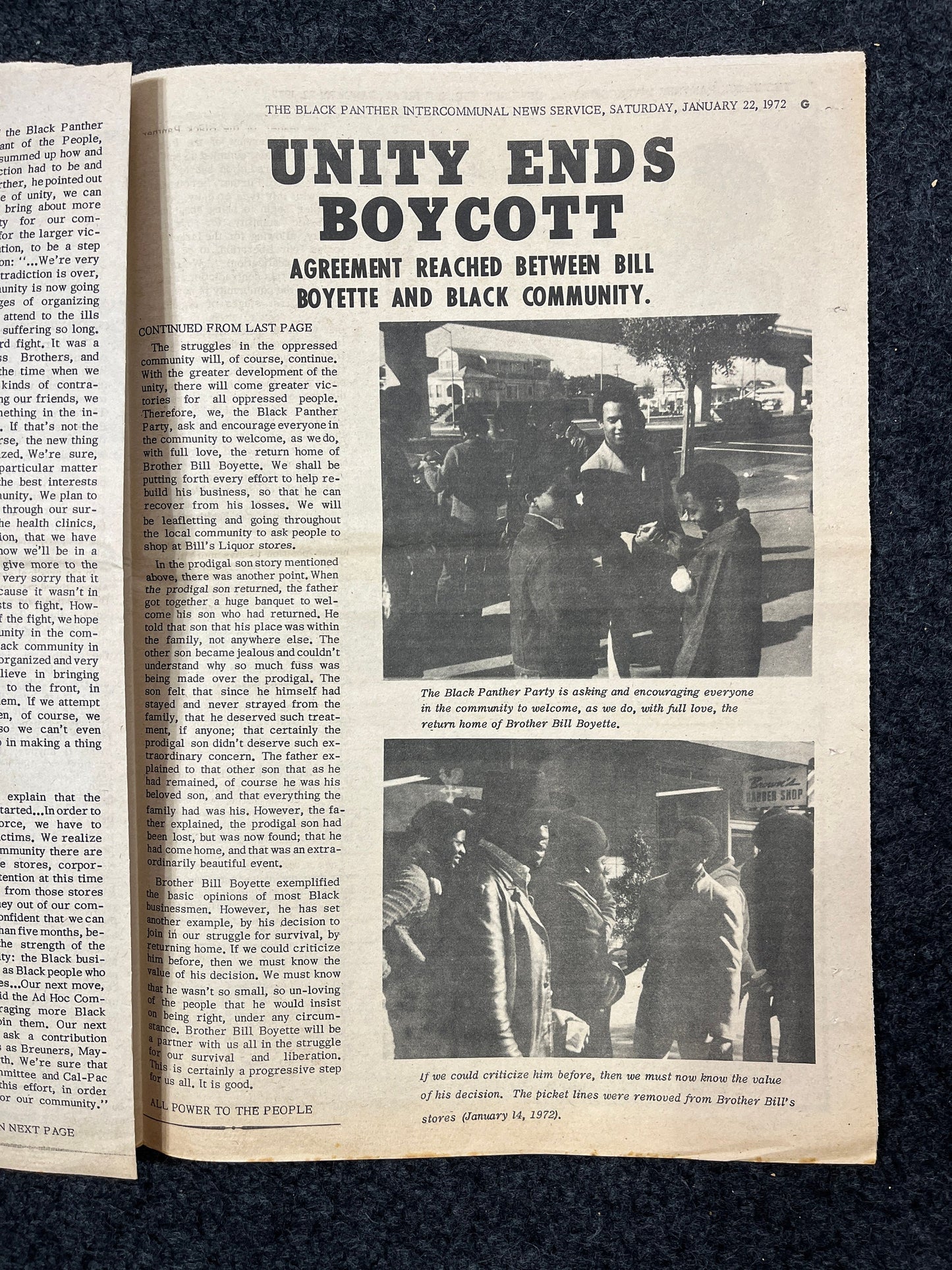 1971 Black Panther Bill Boyette Unity, Black Panther Vintage Newspaper, Black Excellence, Los Angeles Souvenir, Emory Douglas, Black History