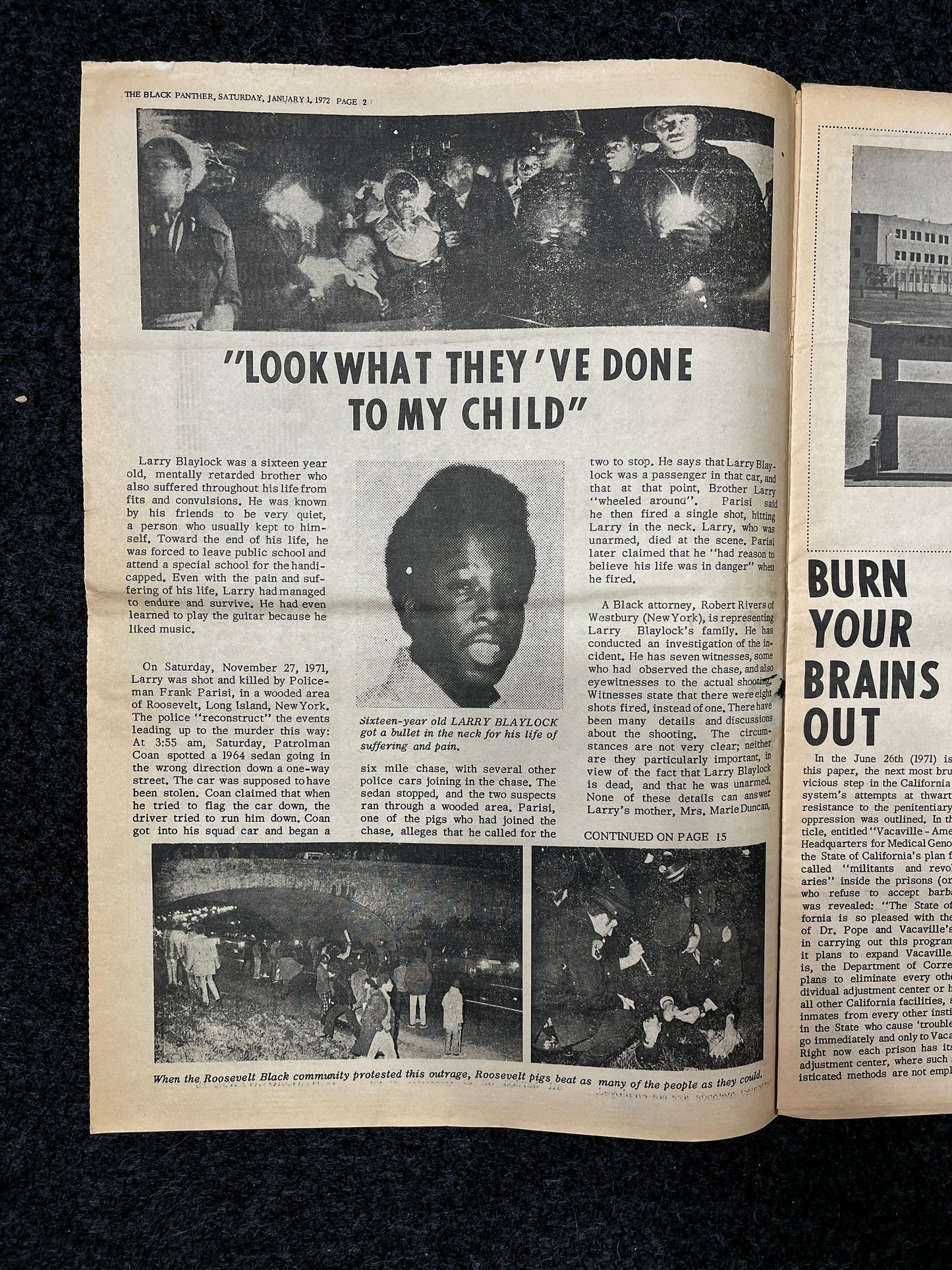 1971 Larry Blaylock Murder by Police, Black Excellence, California Souvenir, Oakland Souvenirs, Political Propaganda, Vintage Newspaper