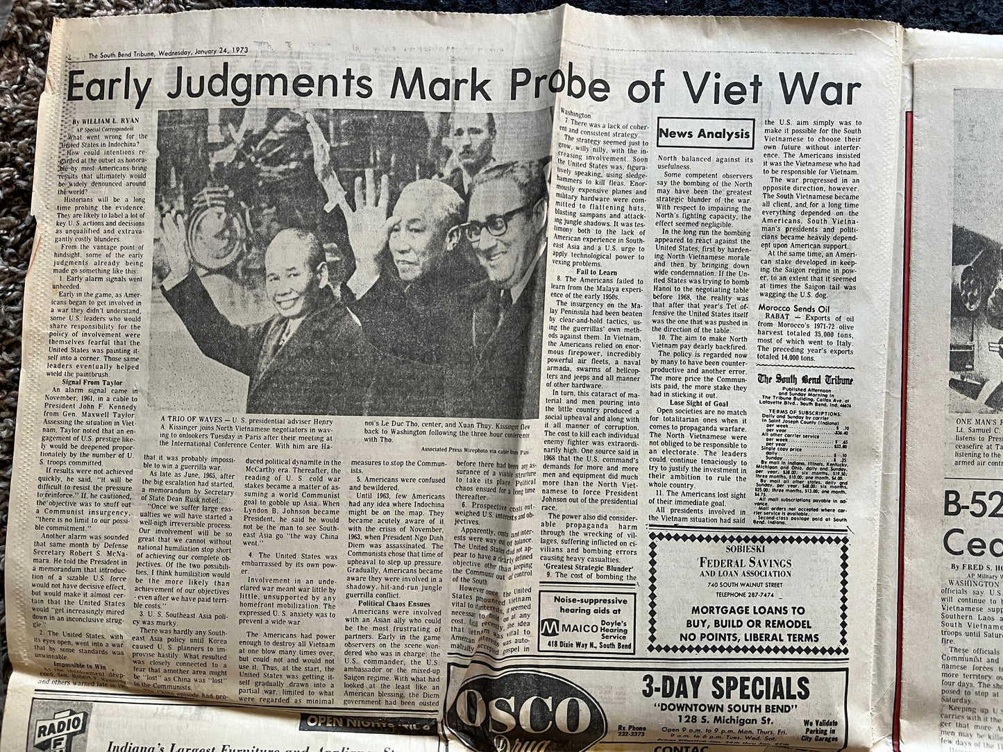 End Of Vietnam War Day Of - Nixon Ends War in Vietnam January 24th 1973 - Original Vintage Newspaper