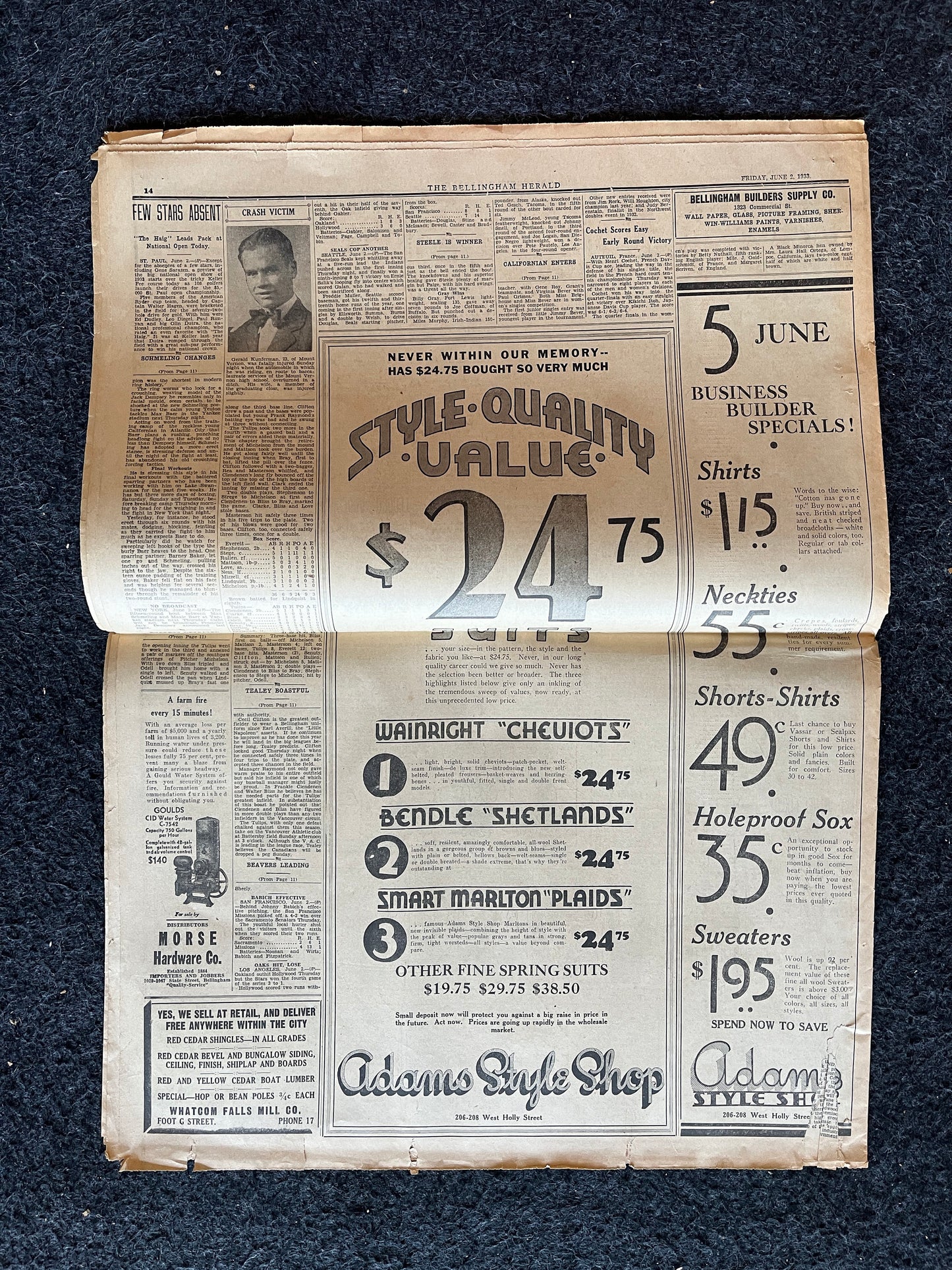 1933 Oklahoma Escaped Convicts, Original Vintage Newspaper, Great Depression Gangster Collectible, Man Cave Bar Art Gifts, Gifts for Him