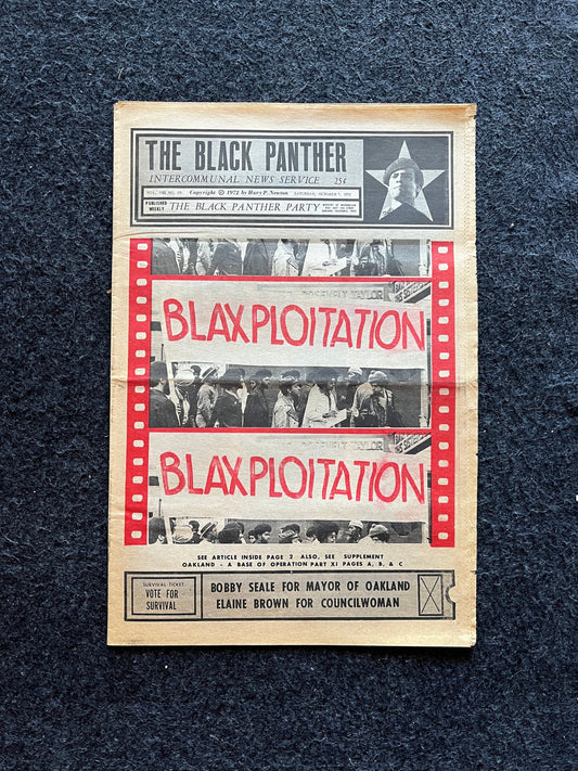 1972 Blaxploitation Black Panther Newspaper, Education Art, Civil Rights Memorabilia, African Wall Decor, Liberal Gifts, Vintage Black Art