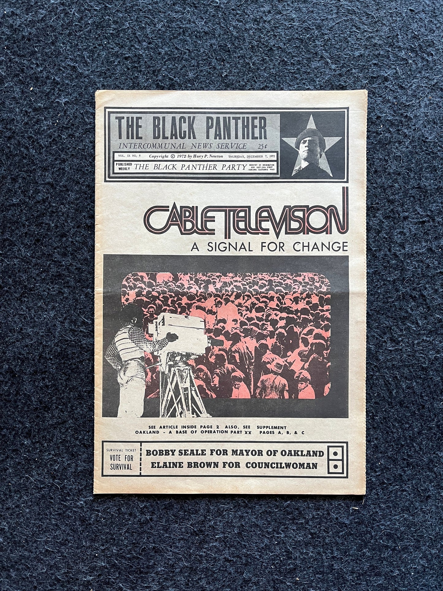 1972 Black Television Blaxploitation Black Panther Newspaper, Education Art, Civil Rights Memorabilia, African Wall Decor, Liberal Gifts